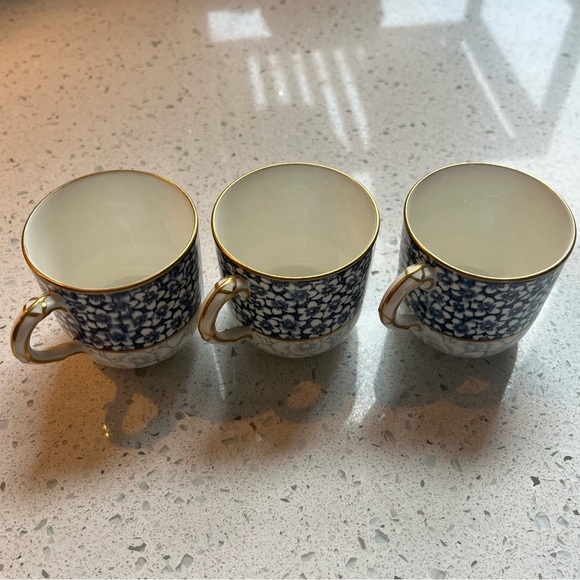 Rare Antique Royal Worcester Blue/White Floral Porcelain Demitasse Cups Set of 3 - Picture 11 of 16